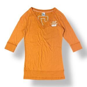 Abercrombie & Fitch Vintage Y2K 3/4 Sleeve Sweater Womens Size S Orange